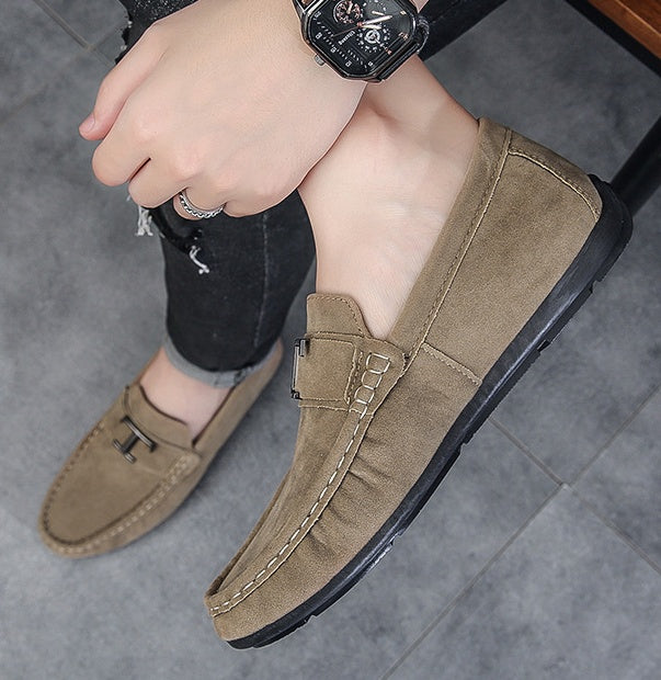 Mocassini uomo khaki indossati NOVAZZERA