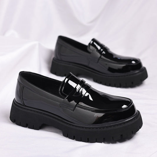 Mocassini penny uomo con suola platform – Nero lucido