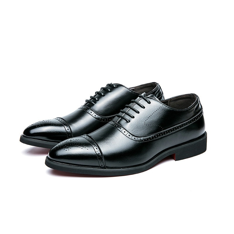 Scarpe Oxford uomo stringate con punta brogue – Nero