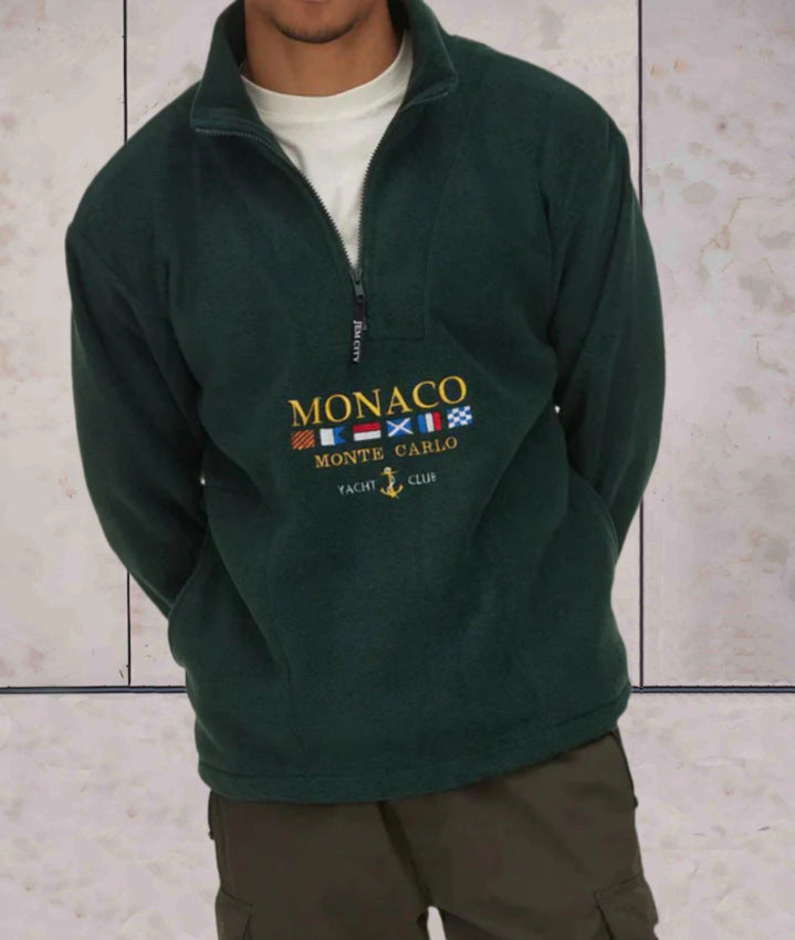 Felpa Uomo MONACO con Collo Alto e Zip – Stile Casual Chic