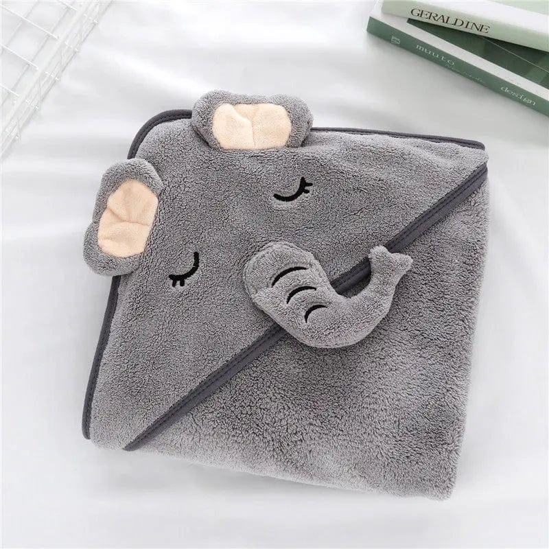 Cape de bain bébé à capuche – polaire de corail 80 × 80 cm (0–3 ans)