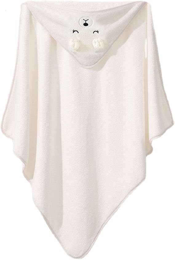 Cape de bain bébé à capuche – polaire de corail 80 × 80 cm (0–3 ans)