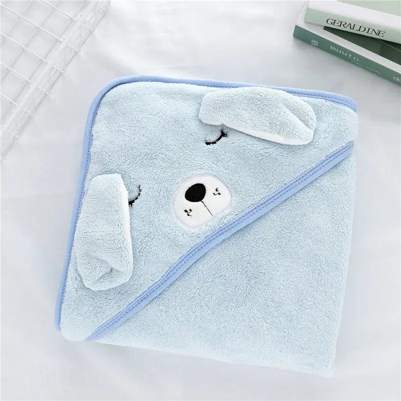 Cape de bain bébé à capuche – polaire de corail 80 × 80 cm (0–3 ans)