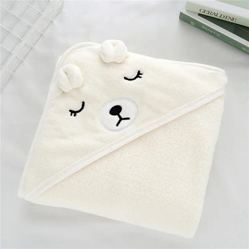 Cape de bain bébé à capuche – polaire de corail 80 × 80 cm (0–3 ans)