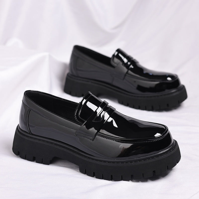 Mocassini penny uomo con suola platform – Nero lucido